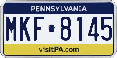 PA license plate MKF8145