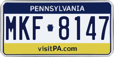 PA license plate MKF8147