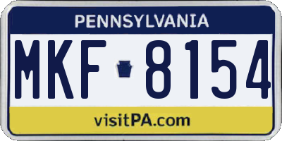 PA license plate MKF8154