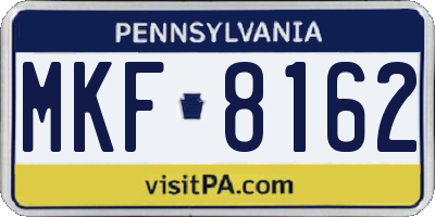 PA license plate MKF8162