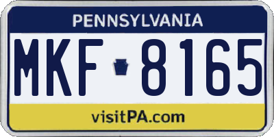 PA license plate MKF8165
