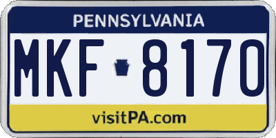 PA license plate MKF8170