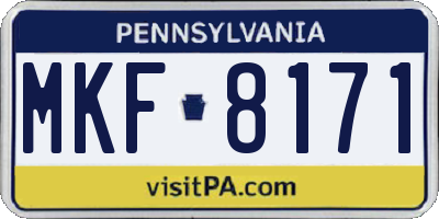 PA license plate MKF8171