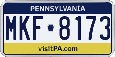 PA license plate MKF8173