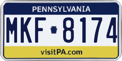 PA license plate MKF8174
