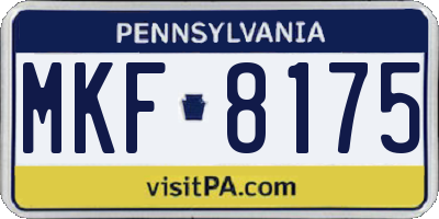 PA license plate MKF8175