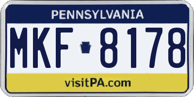 PA license plate MKF8178