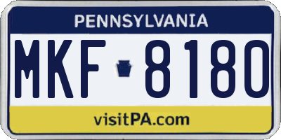 PA license plate MKF8180