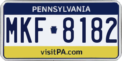 PA license plate MKF8182