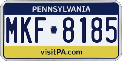 PA license plate MKF8185