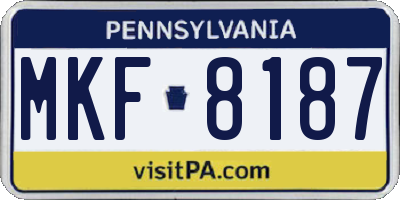 PA license plate MKF8187