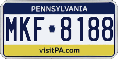 PA license plate MKF8188
