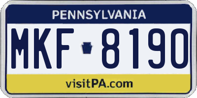 PA license plate MKF8190