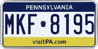 PA license plate MKF8195