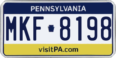 PA license plate MKF8198
