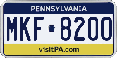 PA license plate MKF8200