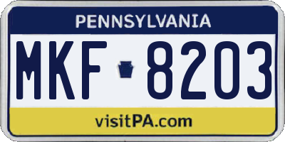 PA license plate MKF8203