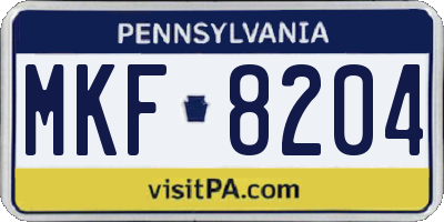 PA license plate MKF8204