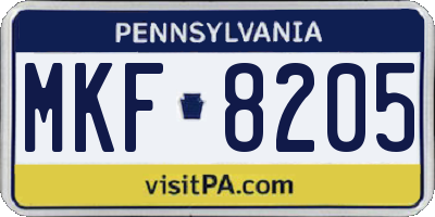 PA license plate MKF8205