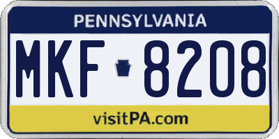 PA license plate MKF8208