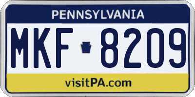 PA license plate MKF8209