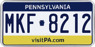 PA license plate MKF8212