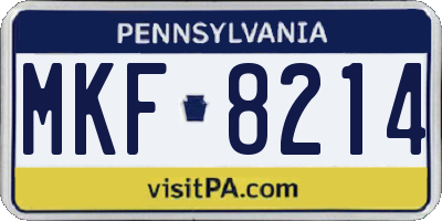 PA license plate MKF8214