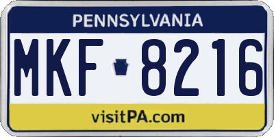 PA license plate MKF8216