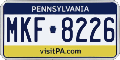 PA license plate MKF8226