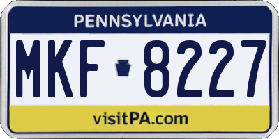 PA license plate MKF8227