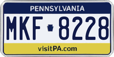 PA license plate MKF8228