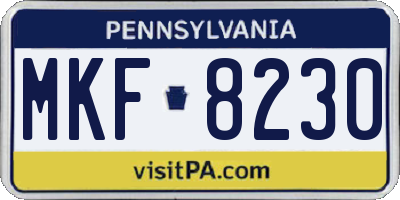 PA license plate MKF8230