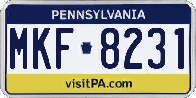PA license plate MKF8231