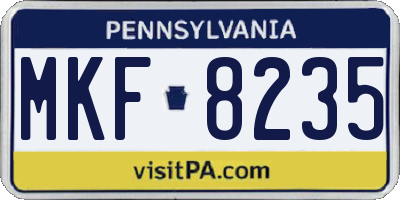 PA license plate MKF8235