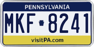 PA license plate MKF8241