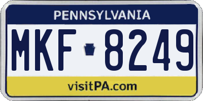 PA license plate MKF8249