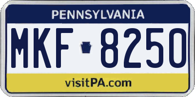 PA license plate MKF8250