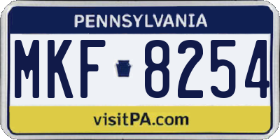 PA license plate MKF8254