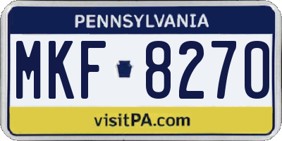 PA license plate MKF8270