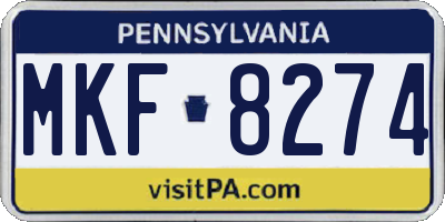 PA license plate MKF8274