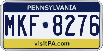 PA license plate MKF8276