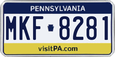 PA license plate MKF8281