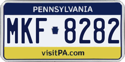 PA license plate MKF8282