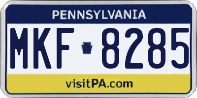 PA license plate MKF8285