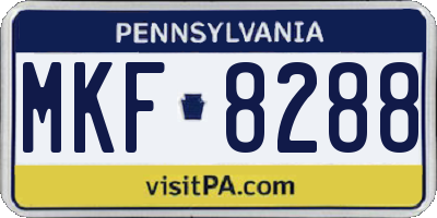PA license plate MKF8288