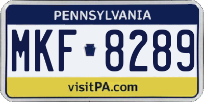 PA license plate MKF8289