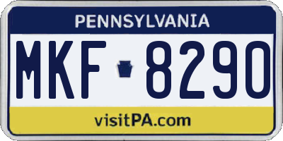 PA license plate MKF8290