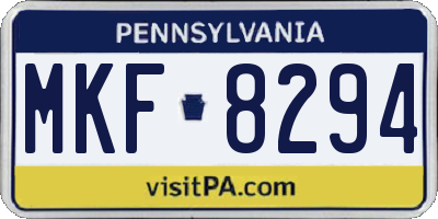 PA license plate MKF8294