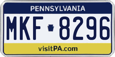PA license plate MKF8296