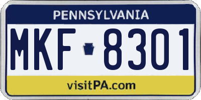 PA license plate MKF8301